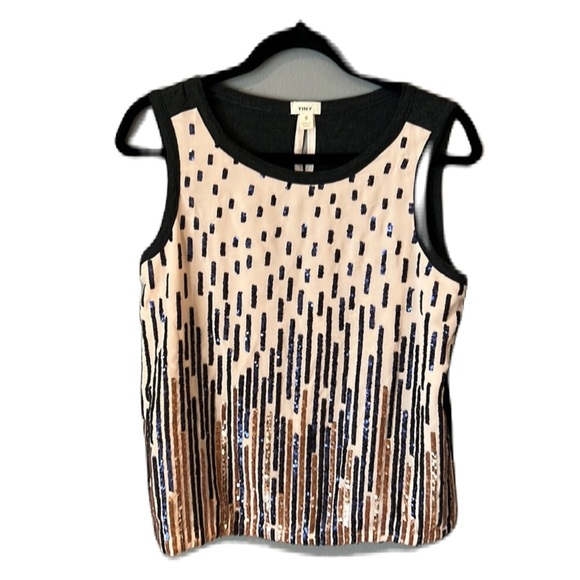 Anthropologie Tops - Anthropologie Tiny Neutral Sequin Tank Top Size Small